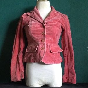 Vintage Tommy Hilfiger light pink soft suede cargo stretch jacket